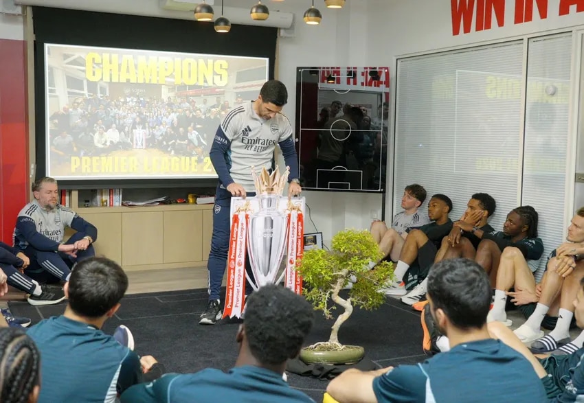 Our first team meeting as Premier League champions!